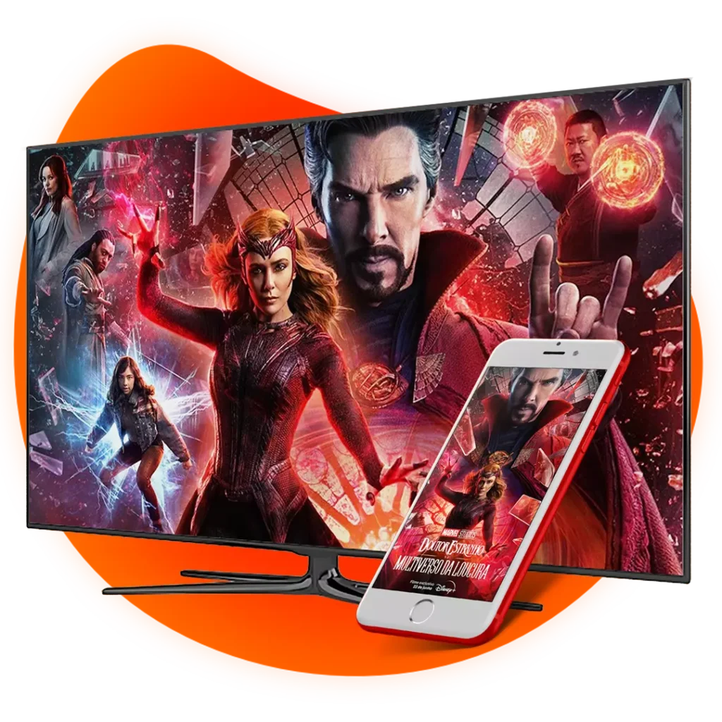 TV, tablet, and smartphone displaying video content in high resolution