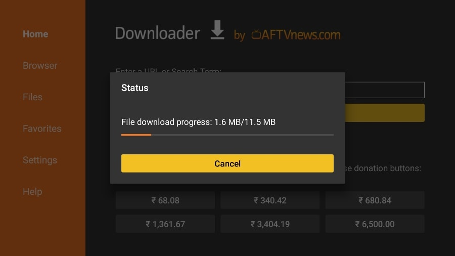 TiviMate APK auf Firestick mit der Downloader-App für die IPTV-Einrichtung herunterladen.